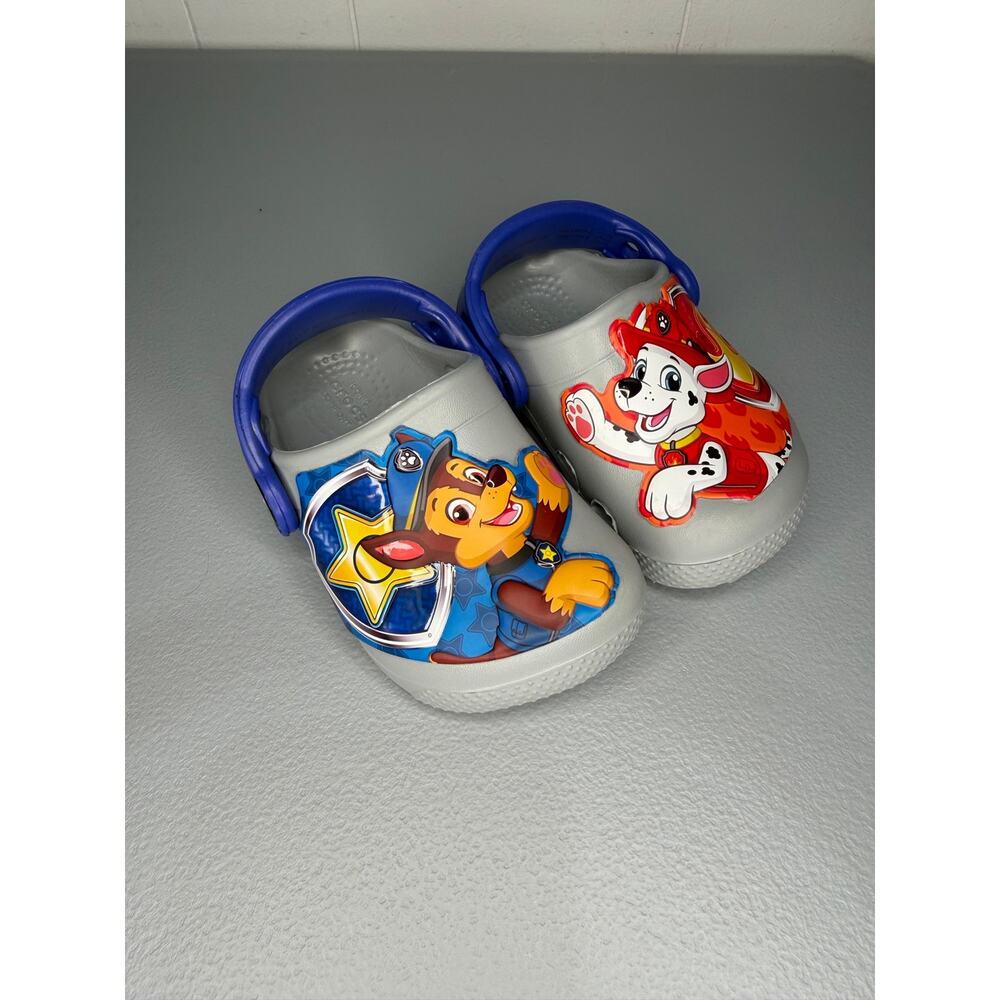 Crocs Paw Patrol Chase Marshall Gray EUC Toddler size C5 Casual Easy Slip On